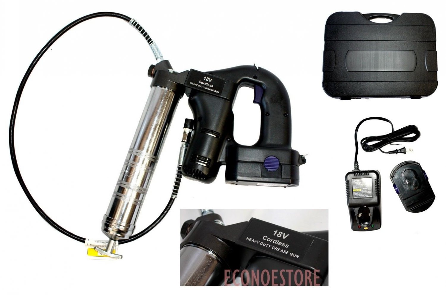 18V CORDLESS GREASE GUN 10,000PSI W/ 2ND BATTERY