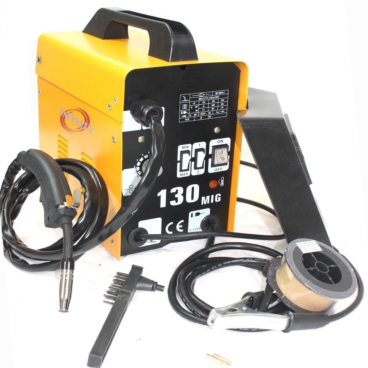 AUTO FEED MIG 130 GAS-LESS FLUX CORE WIRE WELDER WELDING MACHINE 115V Cool Fan