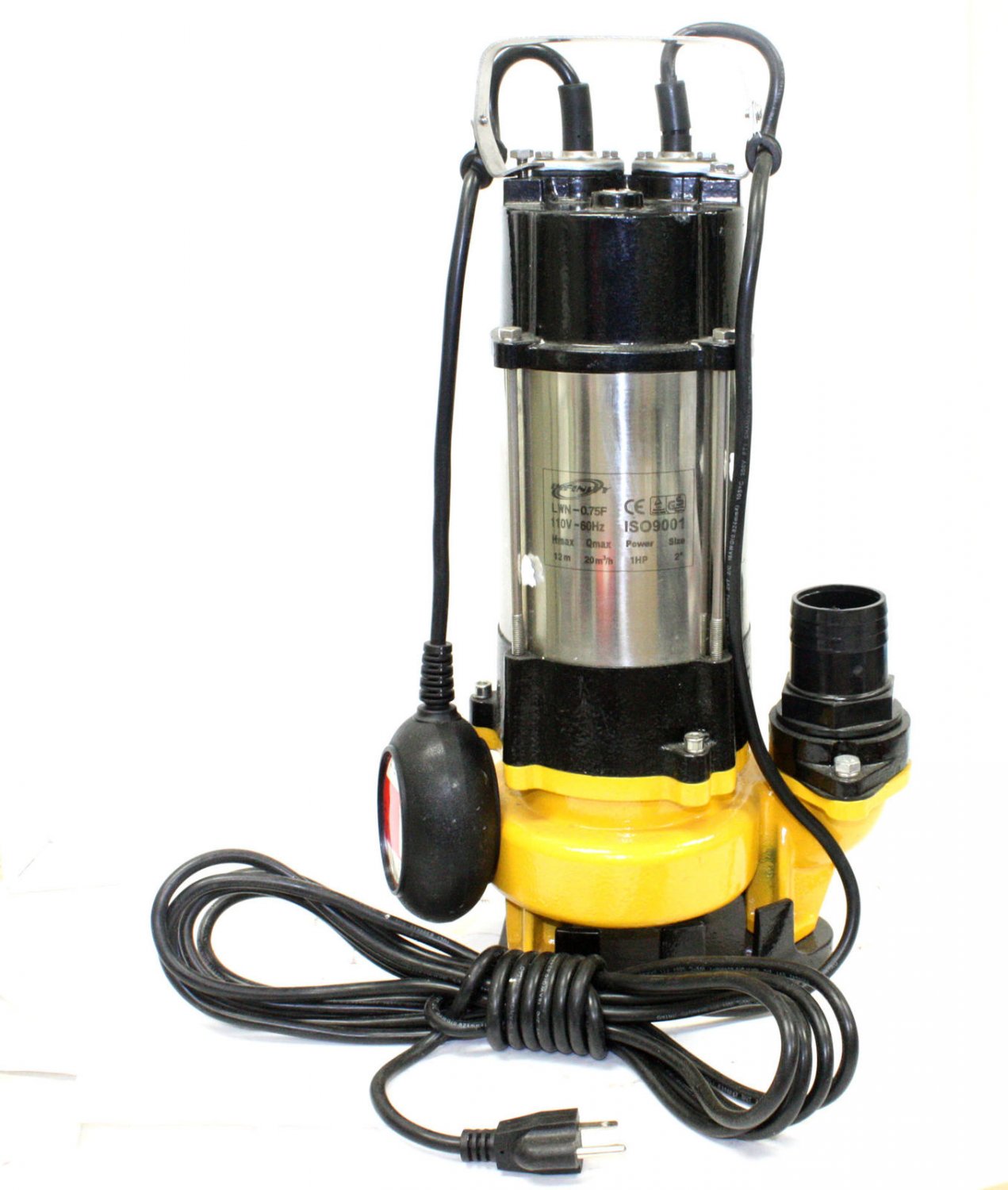 1HP Sewage Pump 4400GPH 110V Stainless Steel Submersible Water Pump Sump 30...