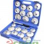 23pc Aluminum Alloy Cup Type Oil Filter Cap Wrench Socket Removal Set 1/2"Dr.