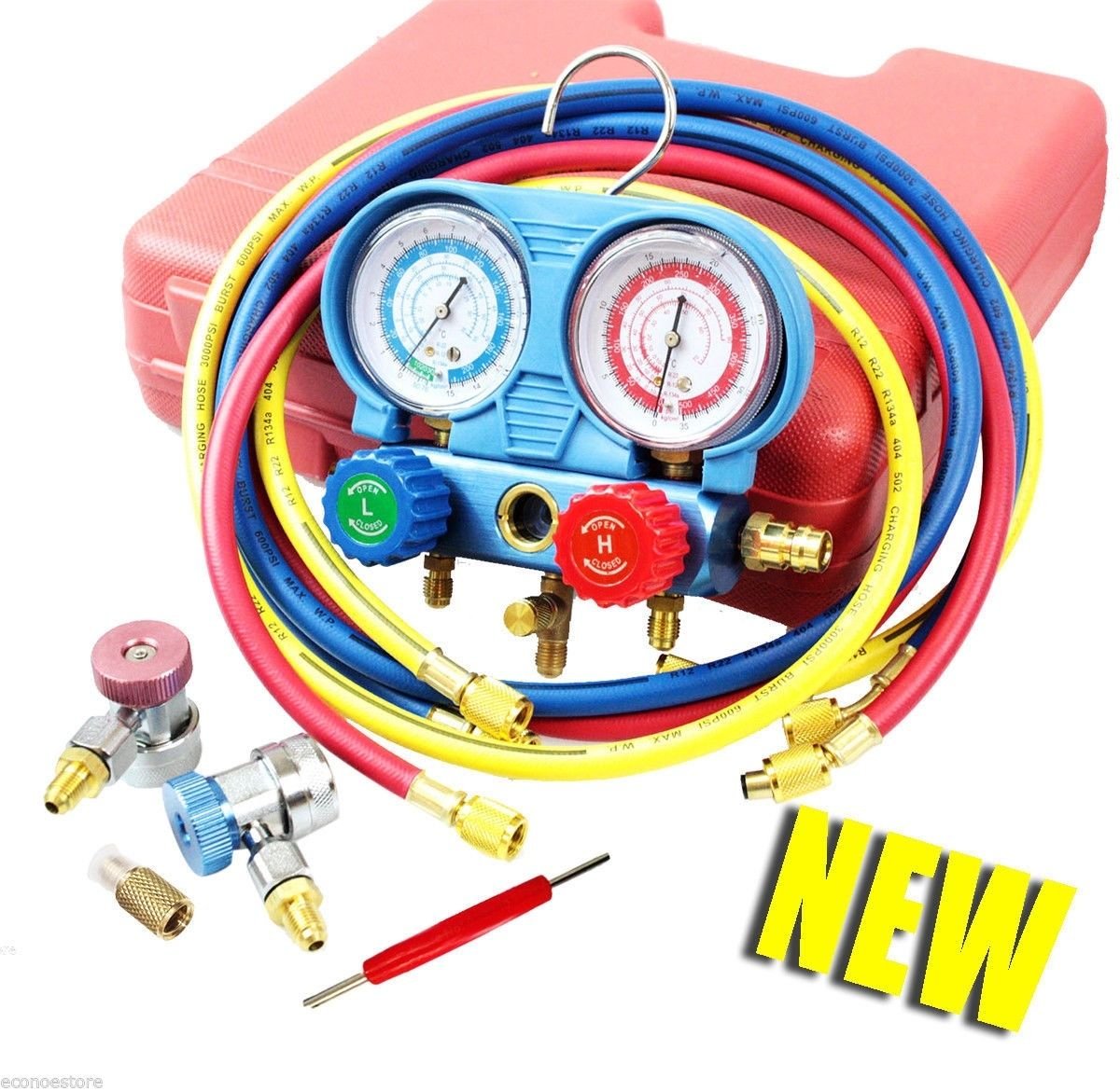 NEW R134A A/C DIAGNOSTIC TESTING CHARGING MANIFOLD GAUGE HVAC METER KIT