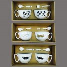 One Pair Breakfast Ceramic Letter Milk Coffee Tea Couple Cups Mug w/ Spoon