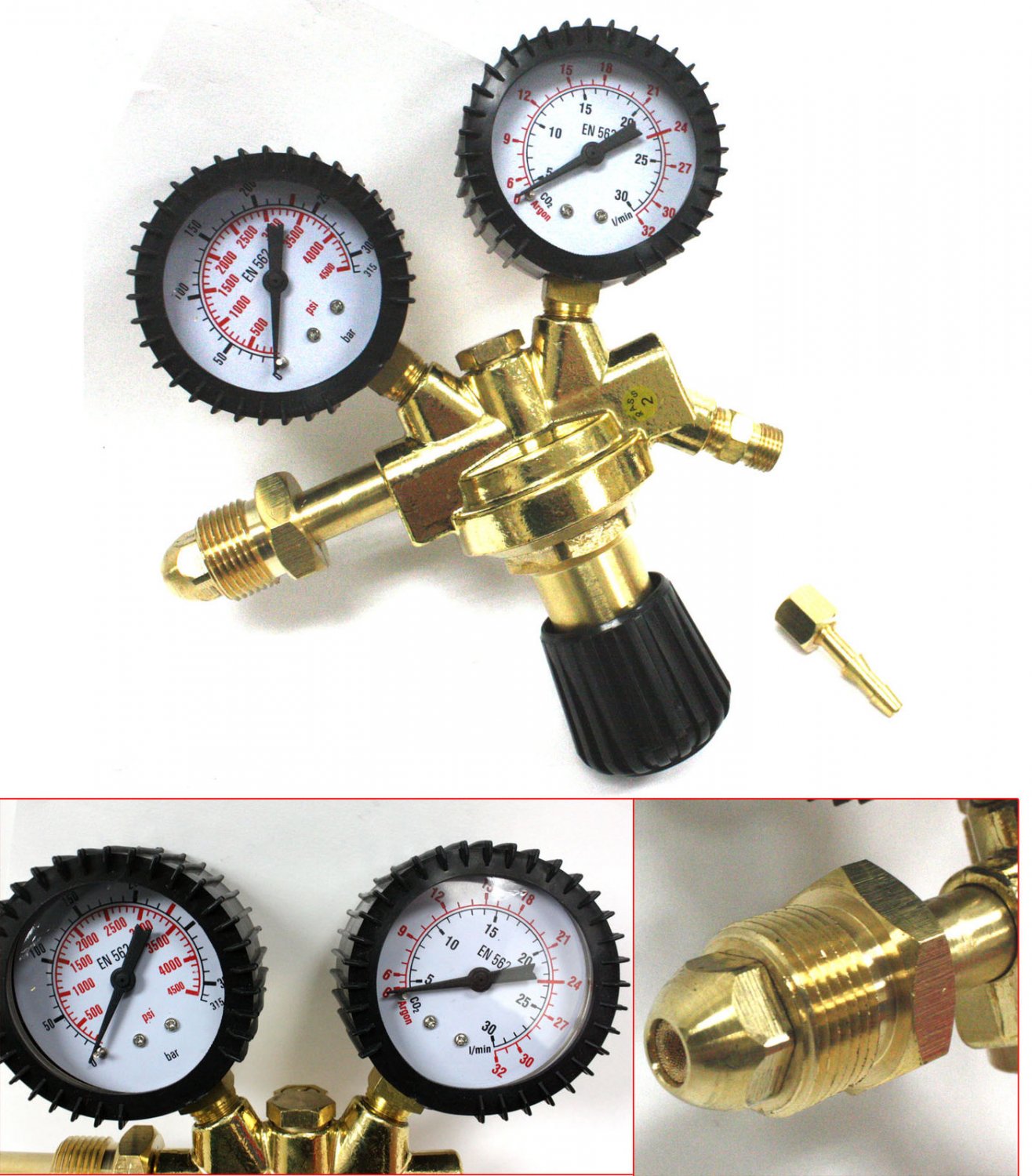 DUAL ARGON CO2 WELDING GAS CYLINDER REGULATOR GAUGES 4 Miller Lincoln Mig Tig