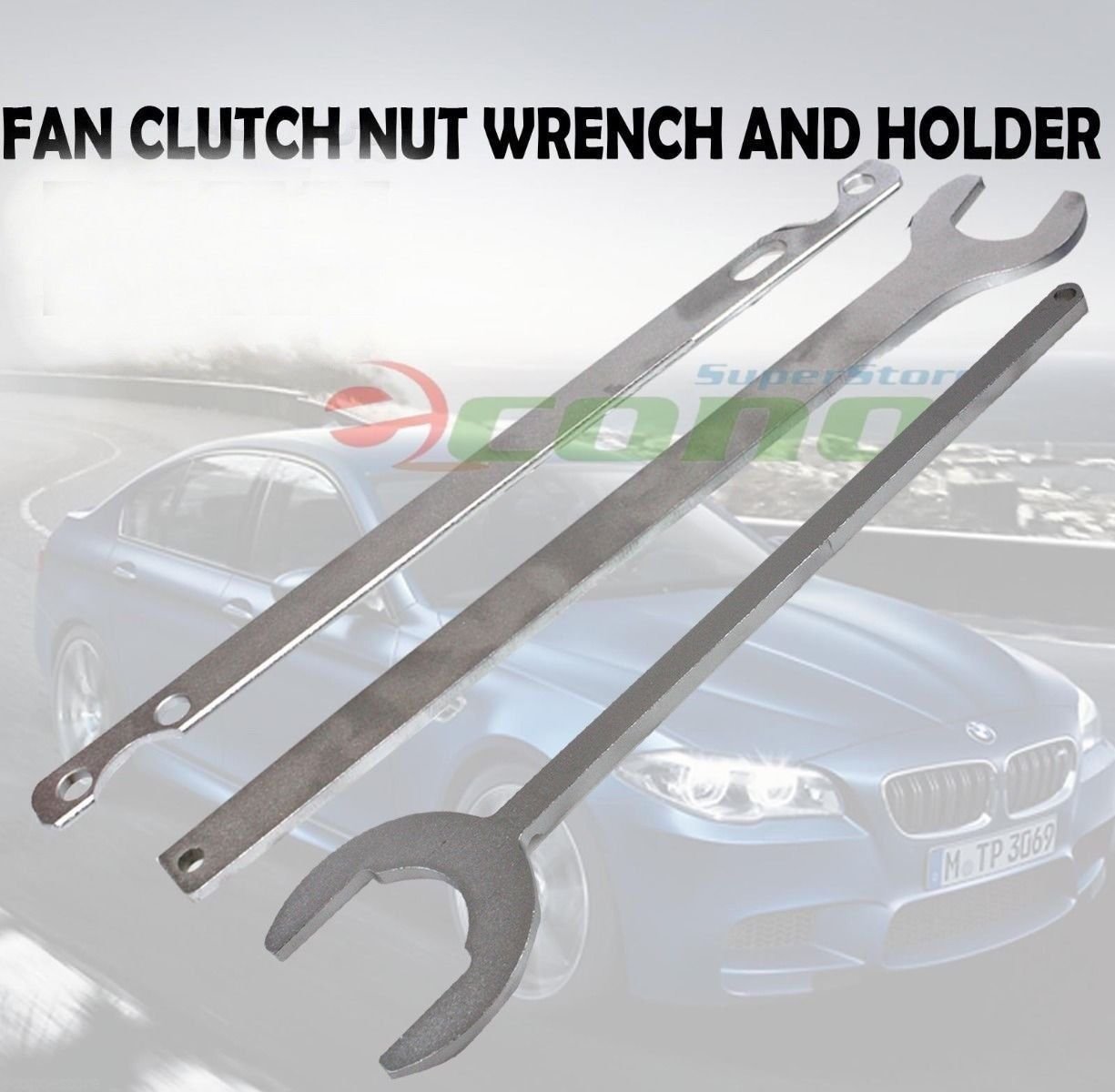 3pc BMW Benz GM Fan Clutch Nut Wrench & Holder Water Hub Holding Tools