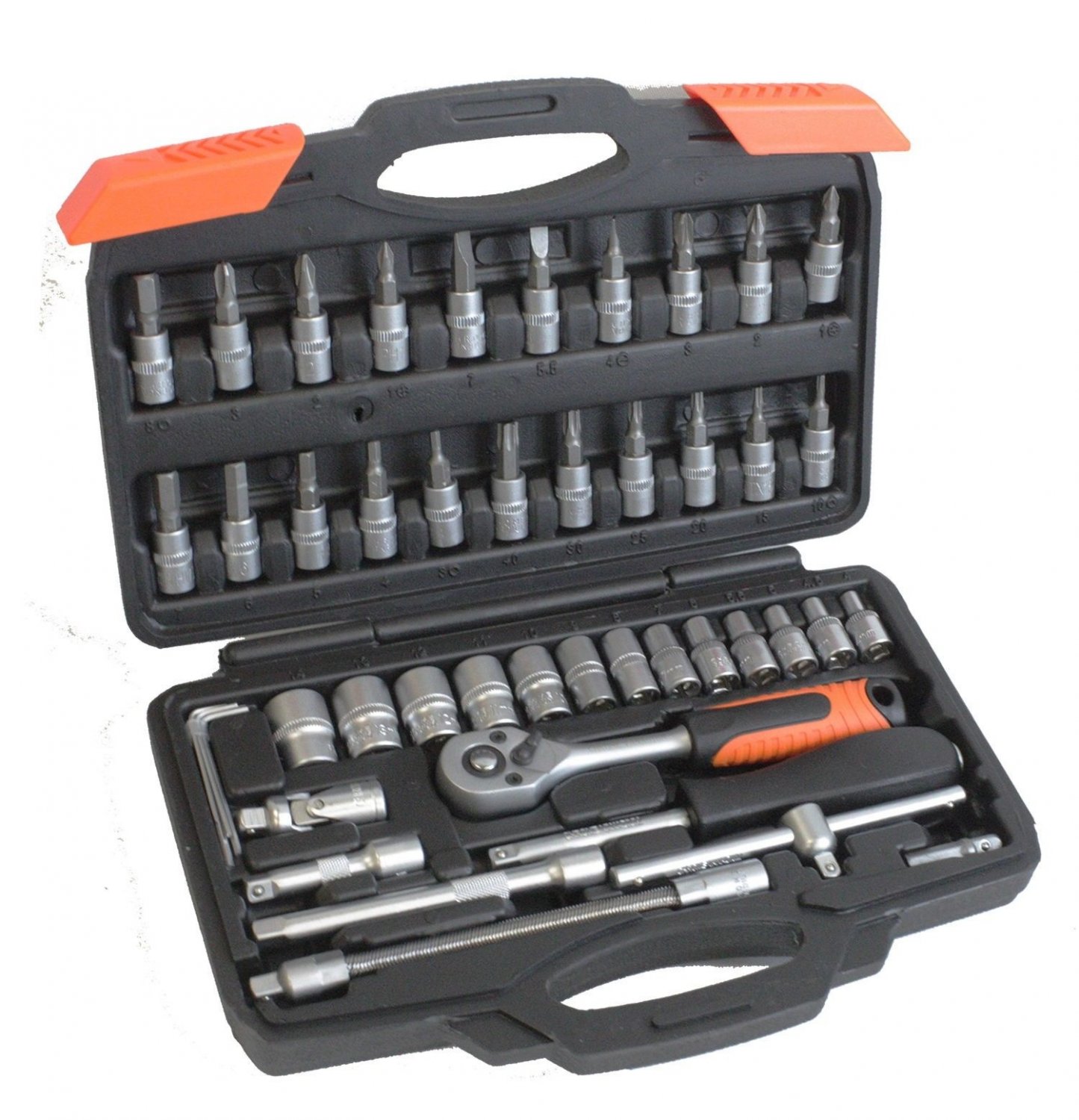46PC 1/4" Inch Dr Socket & Bit Set Ratchet Star Hex Philips Flexible Extension