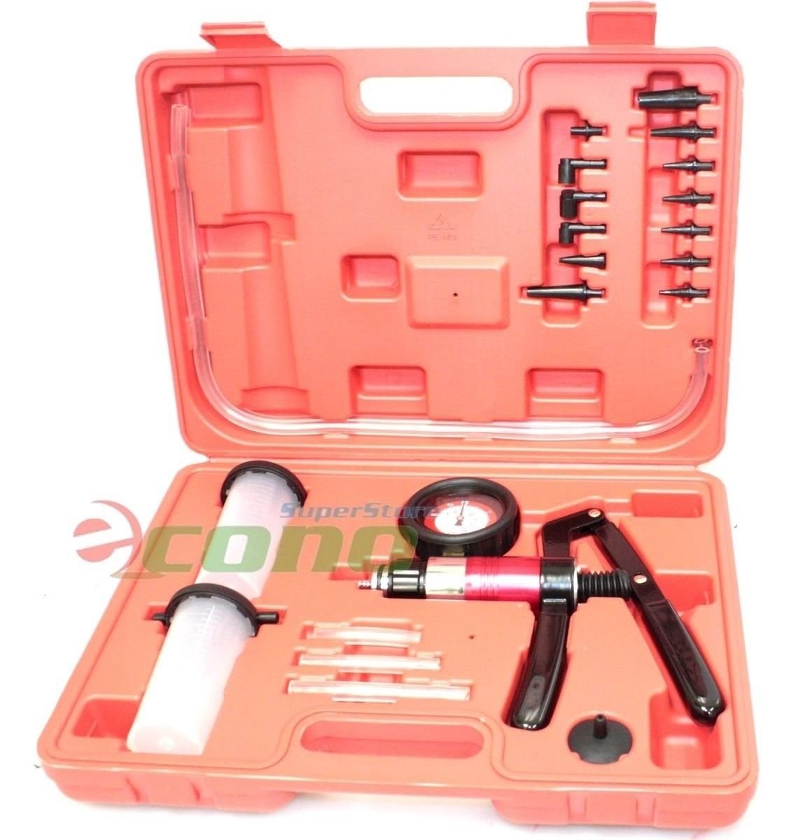 21PC Hand Held Vacuum Pressure Pump Tester Kit  Brake Fluid Bleeder Bleeding Kit