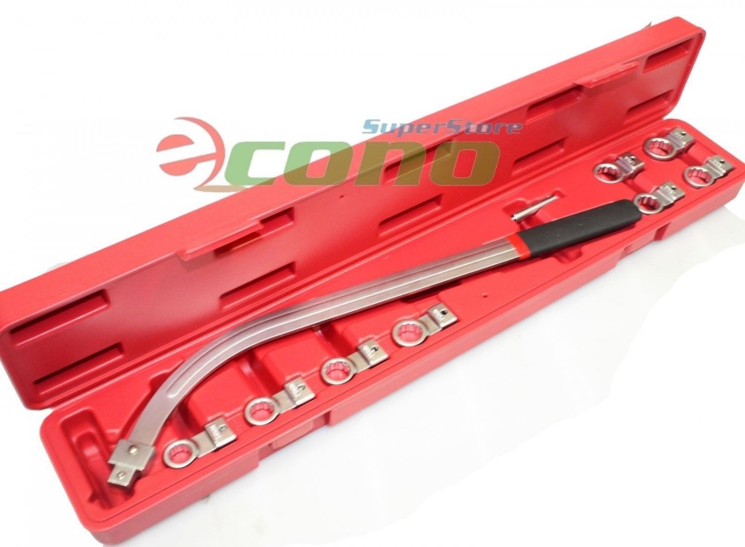 17" Damper Pulley Puller Wrench w/ 8pc Interchangeable Head 12mm to 19mm