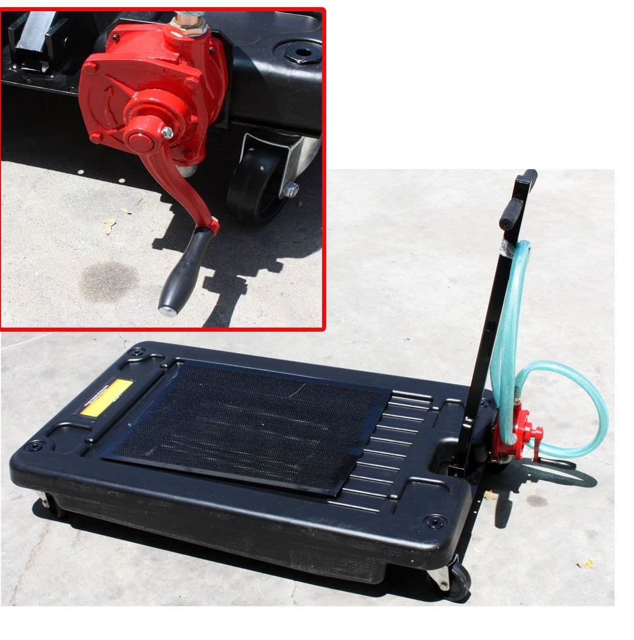 Portable 17 Gallon Low-profile Truck Auto Oil Drain Tank w/ Rotary Hand Pump