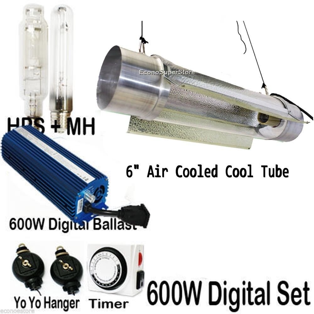 600W 600 watt Digital Ballast Metal Air Cool Reflector MH HPS Grow Light System