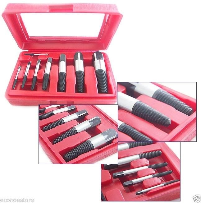 8 Pcs Jumbo Screw Bolt Extractor Remover Easy Out Screws Bolts Removal Case