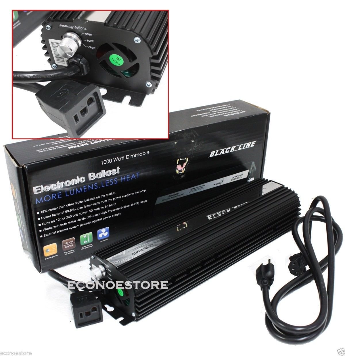 1000w MH HPS Hydroponic Dimmable Digital Ballast 1000 750 600 Watt 120V 220V HID