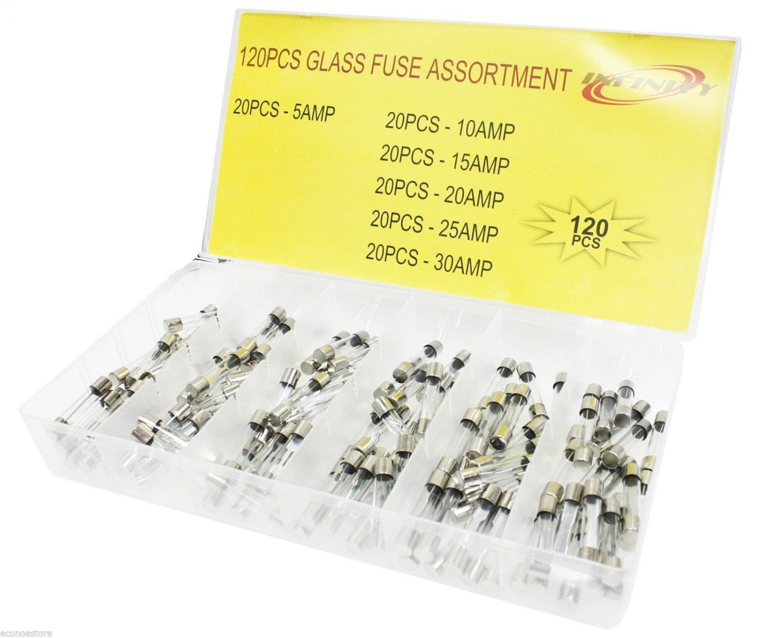 120 PC Quick Blow Glass Tube Fuse Assorted Car Blade Circuits Fuse 5amp - 30amp