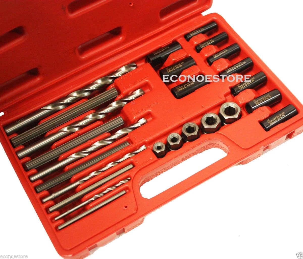 New 25pc Screw Extractor Drill & Guide Remove Broken Screws Bolts Fasteners Set