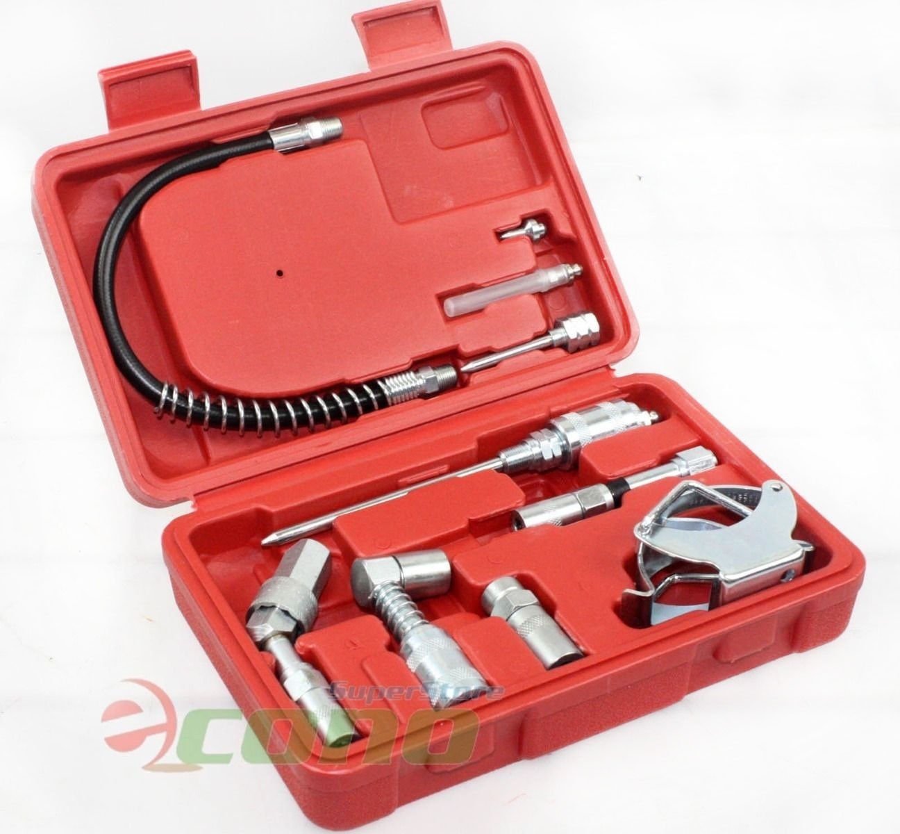 11 pcs Heavy-Duty Lube Accessory Kit Grease Lubrication 12" flexible hose Needle