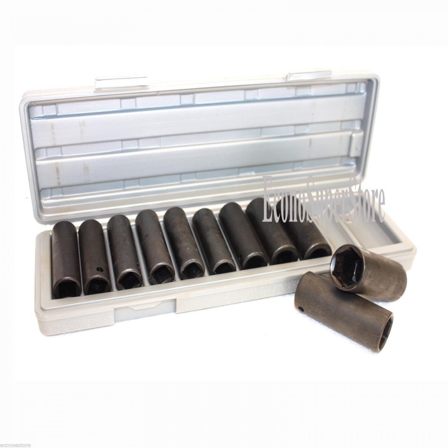 12PC 1/2" Drive Deep Impact Metric Socket Set Plus Case 10 - 24 MM W/ CASE