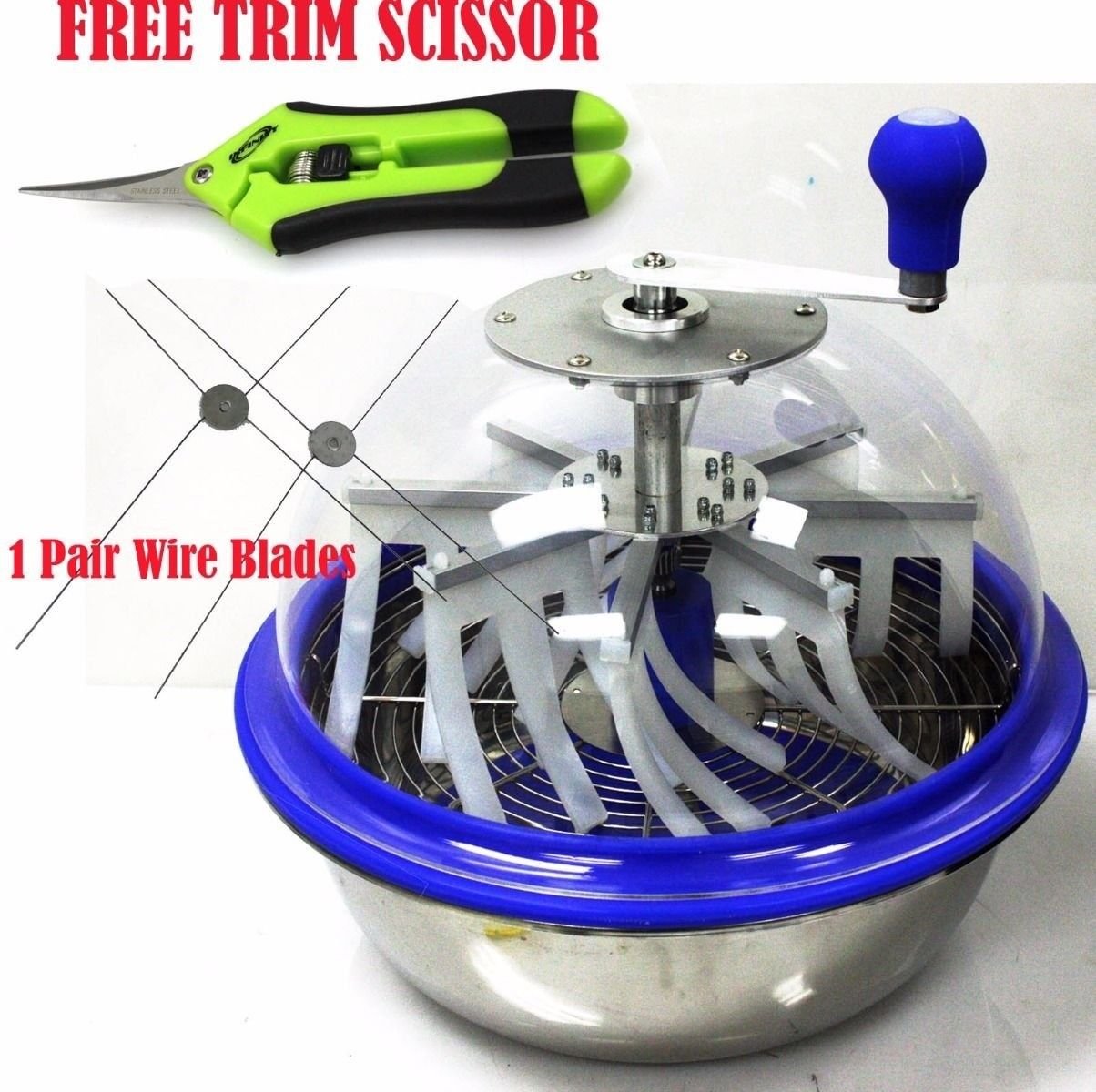 16" Pro Bowl Leaf Trimmer Bud Flower Spin Cut Trim W/Metal Gearbox & wire Blades