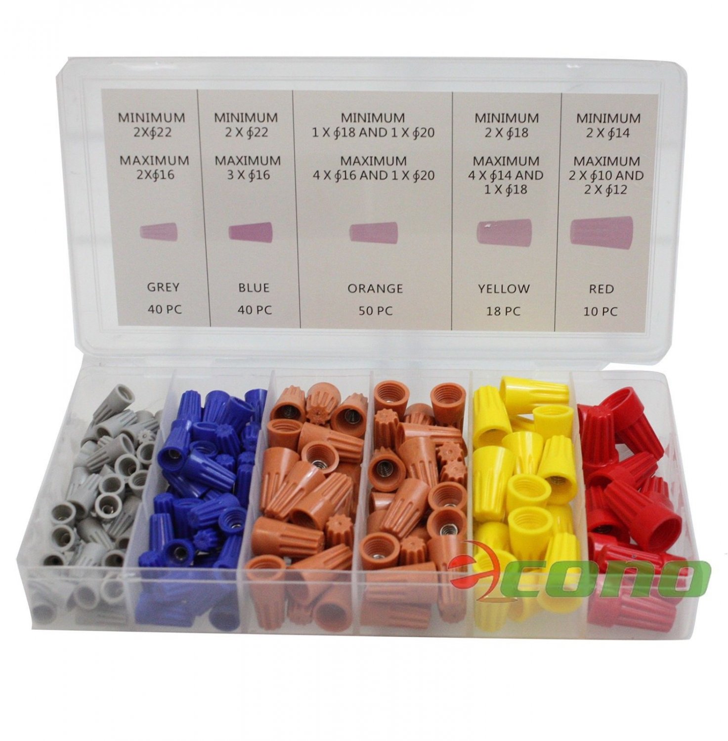 158pc Wire Twist Connectors Assortment Kit Caps Nuts w/Spring Insert Assortment