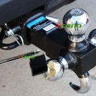 Solid Shank Triple Tri Ball + Hook Trailer Tow  Hitch Bar Mount W/Pin Lock Hitch