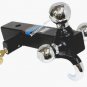 Solid Shank Triple Tri Ball + Hook Trailer Tow Hitch Bar Mount W/Pin Lock Hitch