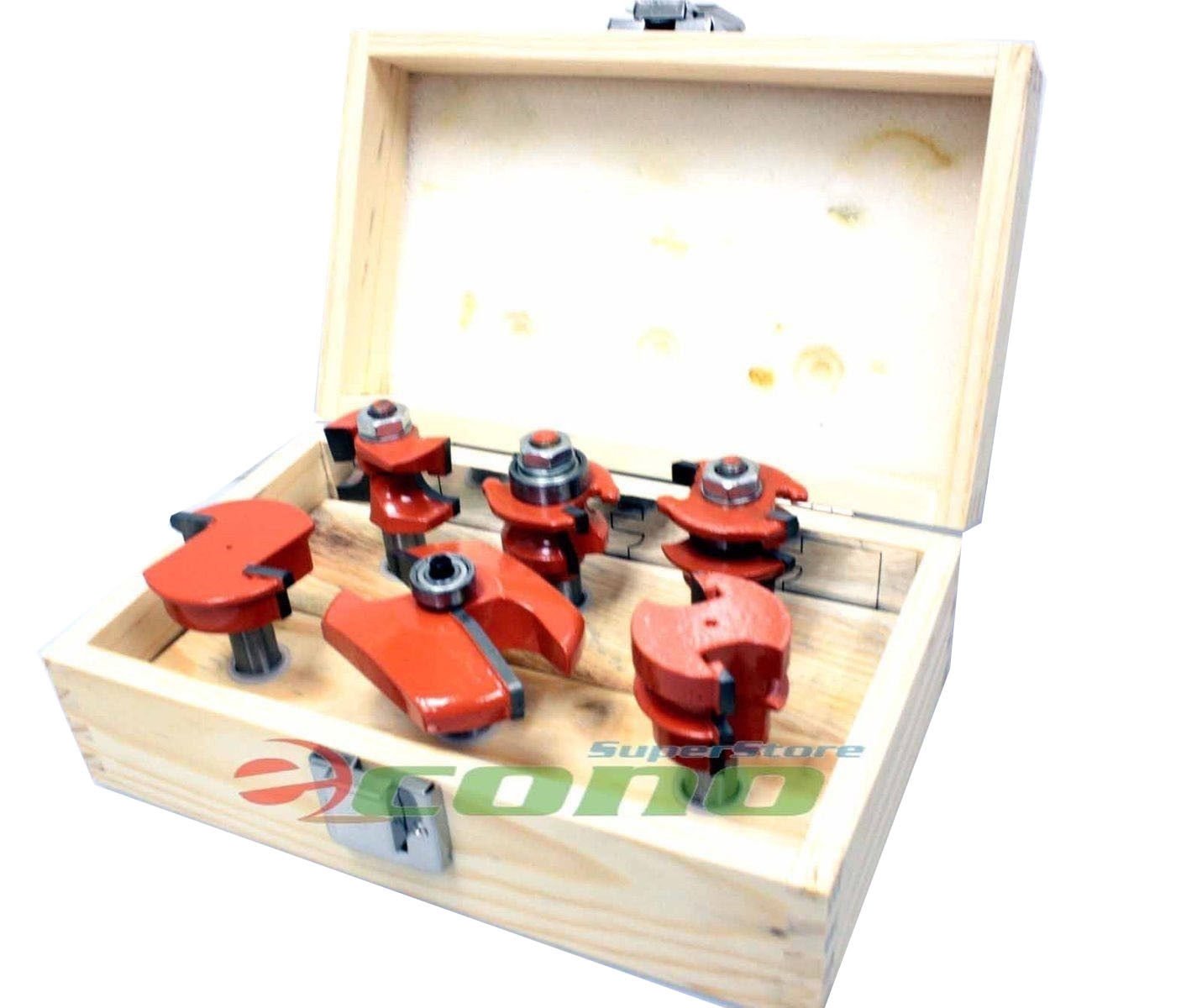 6pc Straight Angle Raised Panel Carbide Router Bits Set Tipped Kitchen Door Rail