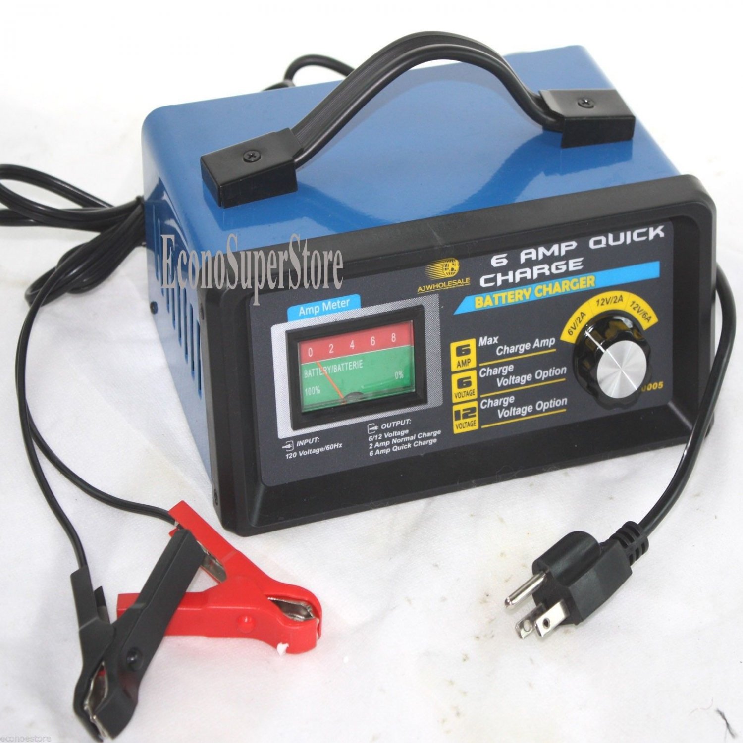 6AMP Quick Battery Charger 12V 6V  @ 6AMP 2AMP 120V/60hz RV AUTO Boat ATV