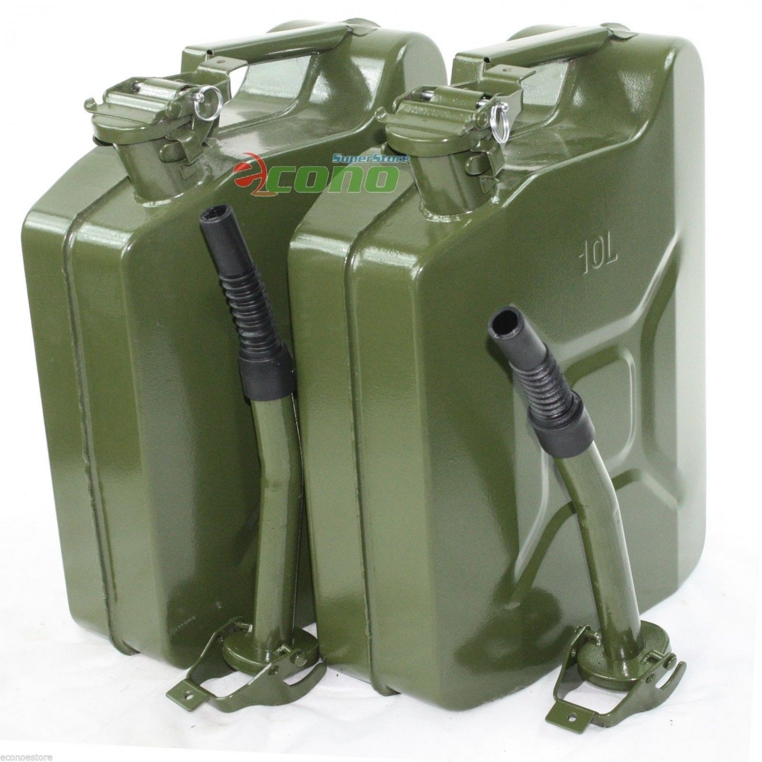 Lot 2 10L 2.5 Gallon Jerry Can Gas Fuel Steel Tank Green Military NATO Style