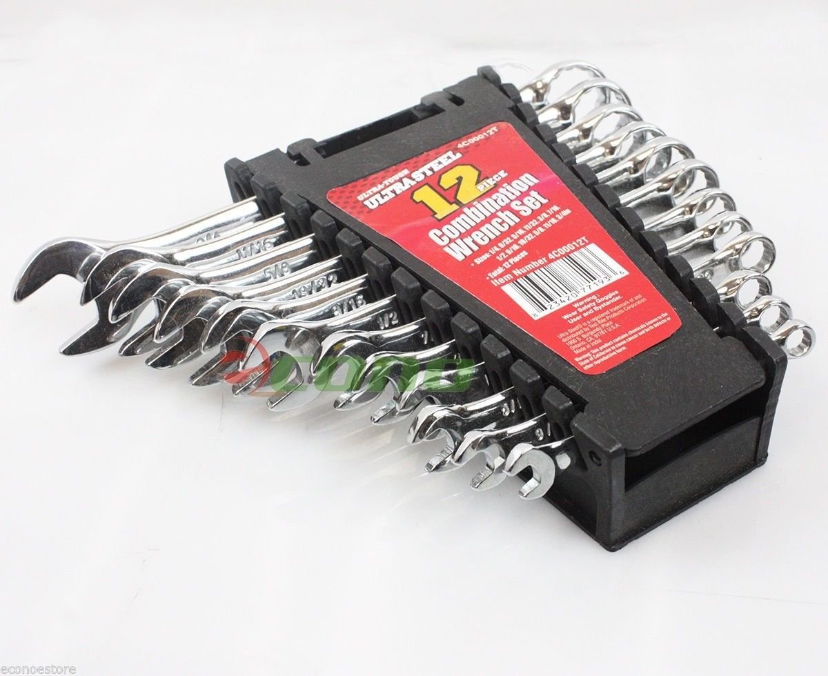 12 PC  SAE RATCHET RATCHETING END COMBINATION GEAR GEARED WRENCH TOOL SET