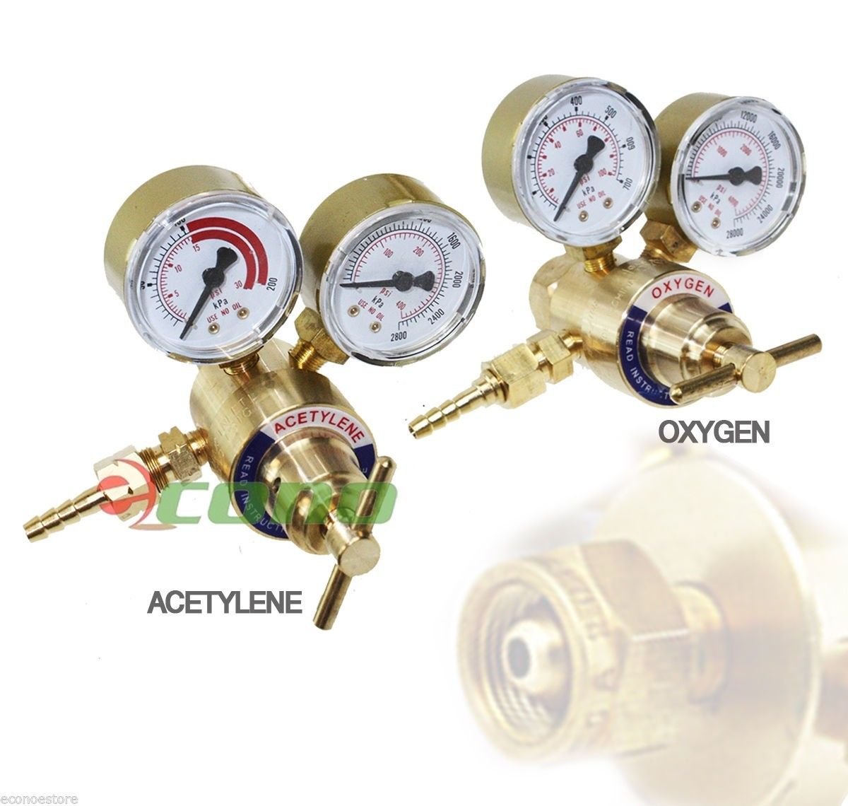 Brass Oxygen CGA540 & Acetylene CGA200 Regulators Gauges 4 Gas Welding Torch Kit