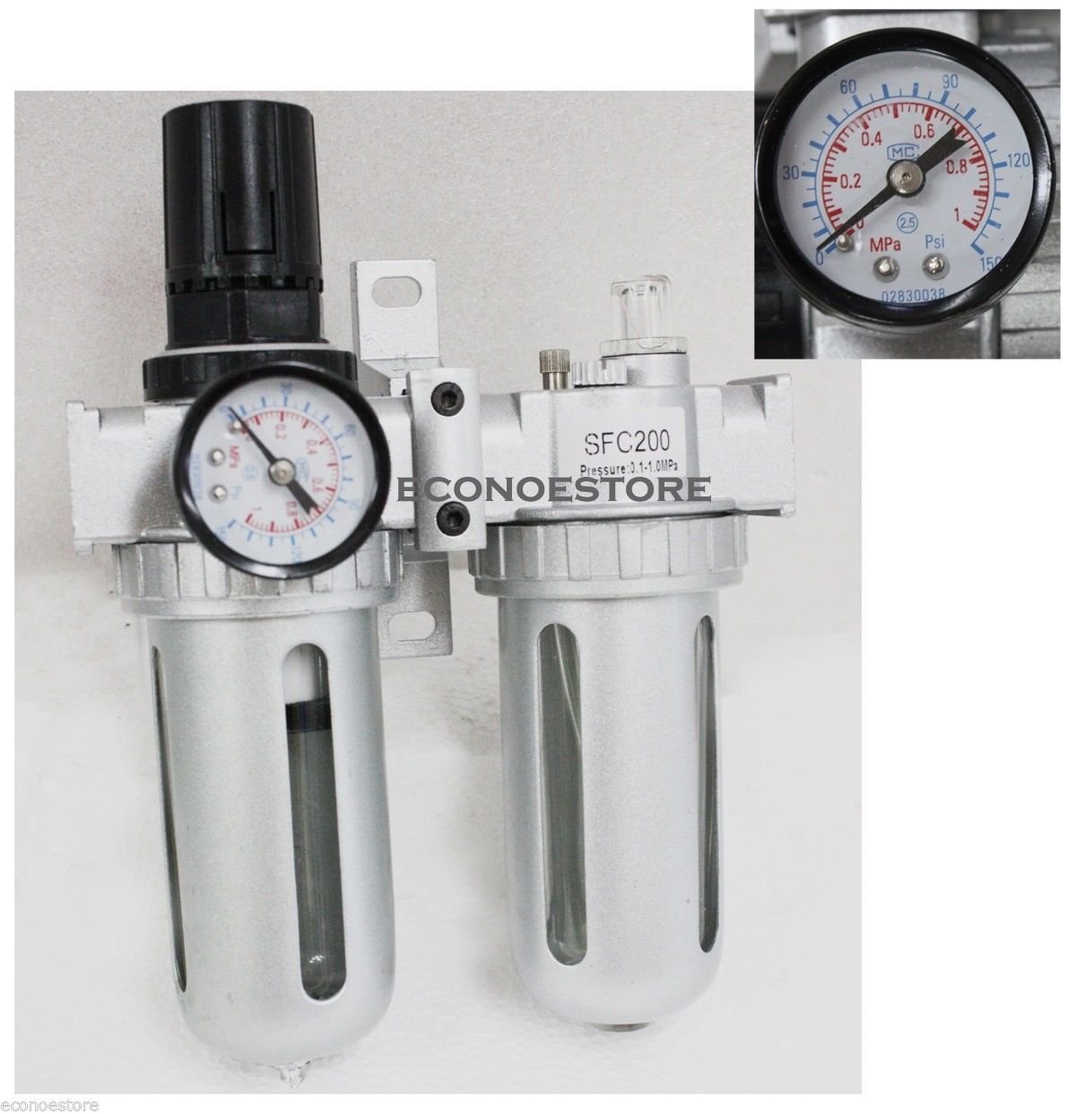 SFC-200 PNEUMATIC AIR FILTER REGULATOR LUBRICATOR BSP Unit 150 PSI