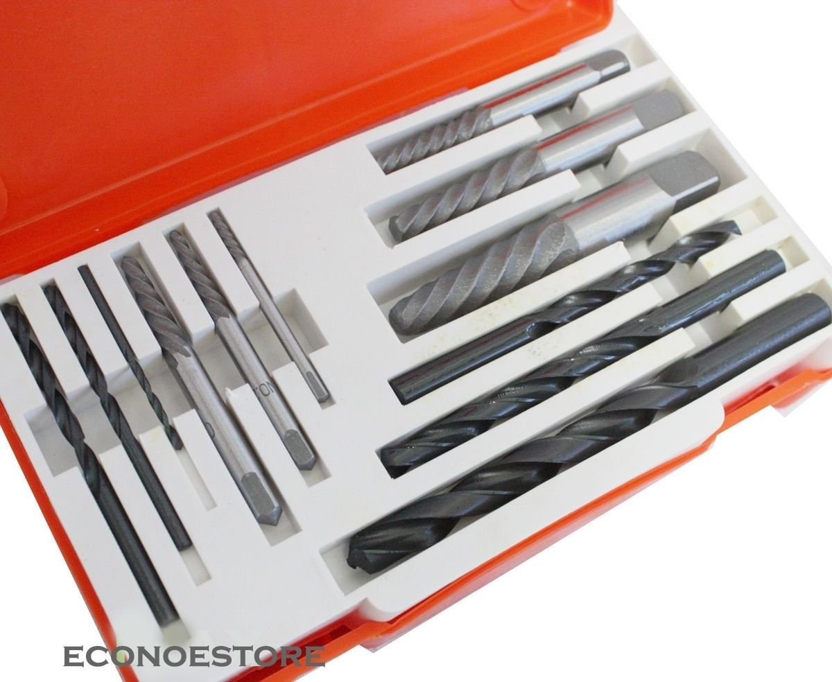12 PC RIGID TYPE SCREW EXTRACTOR SET DRILL  EASY OUT HAND TOOL