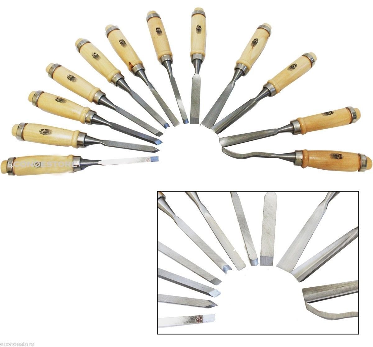 12pc 8" Wood Clay Wax Carving Chisel Set Kit For Small Carving Projects