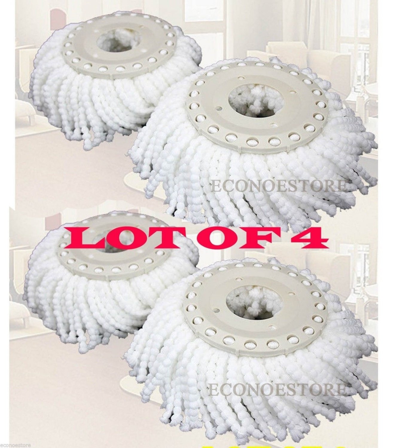 4Pcs Microfiber Microfibric Mop Head Refill for Hurricane Magic Mop 360 Spin