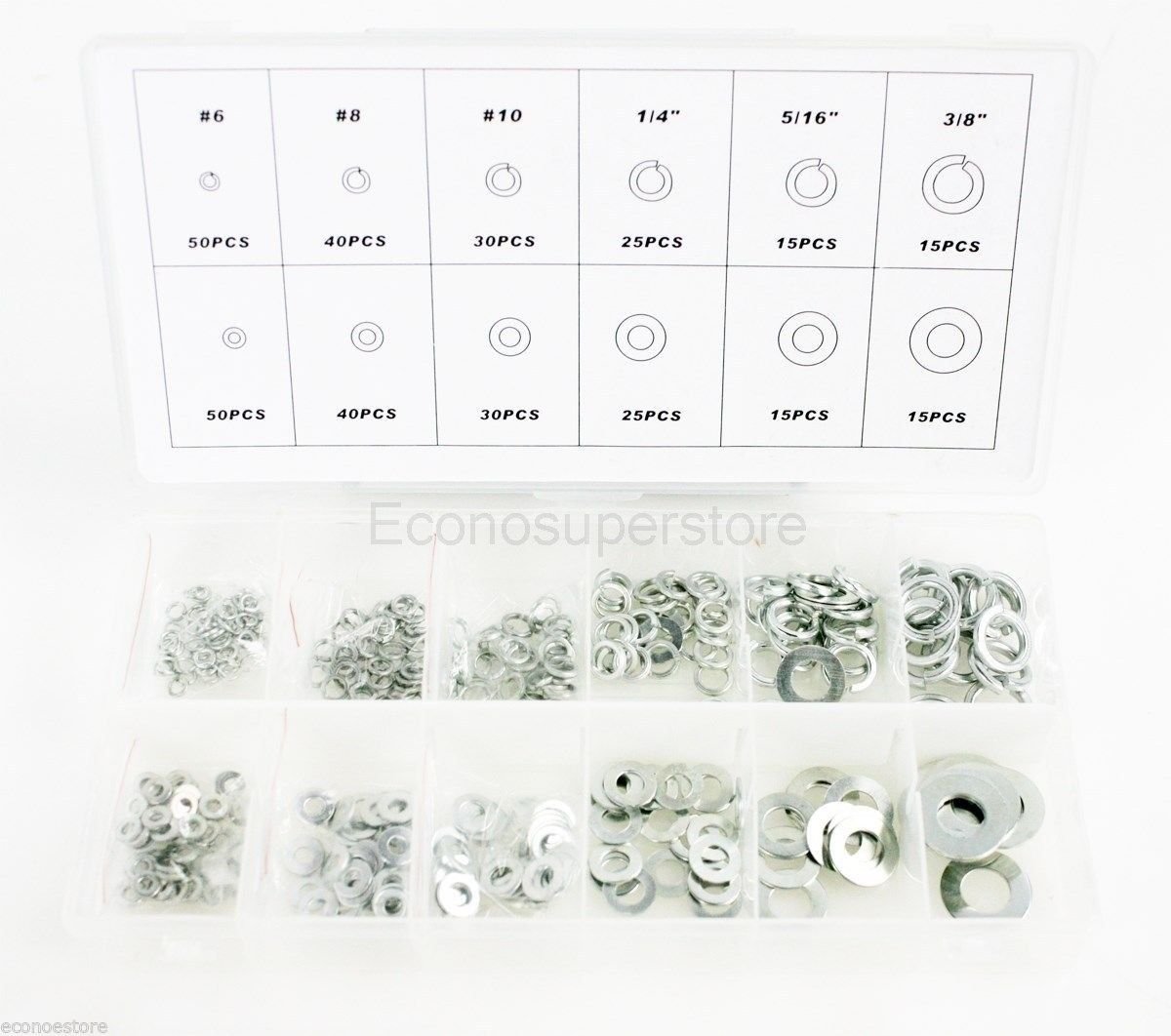 350-pc Stainless Steel Washer Assortment Steel Lock Washer Assorted Set