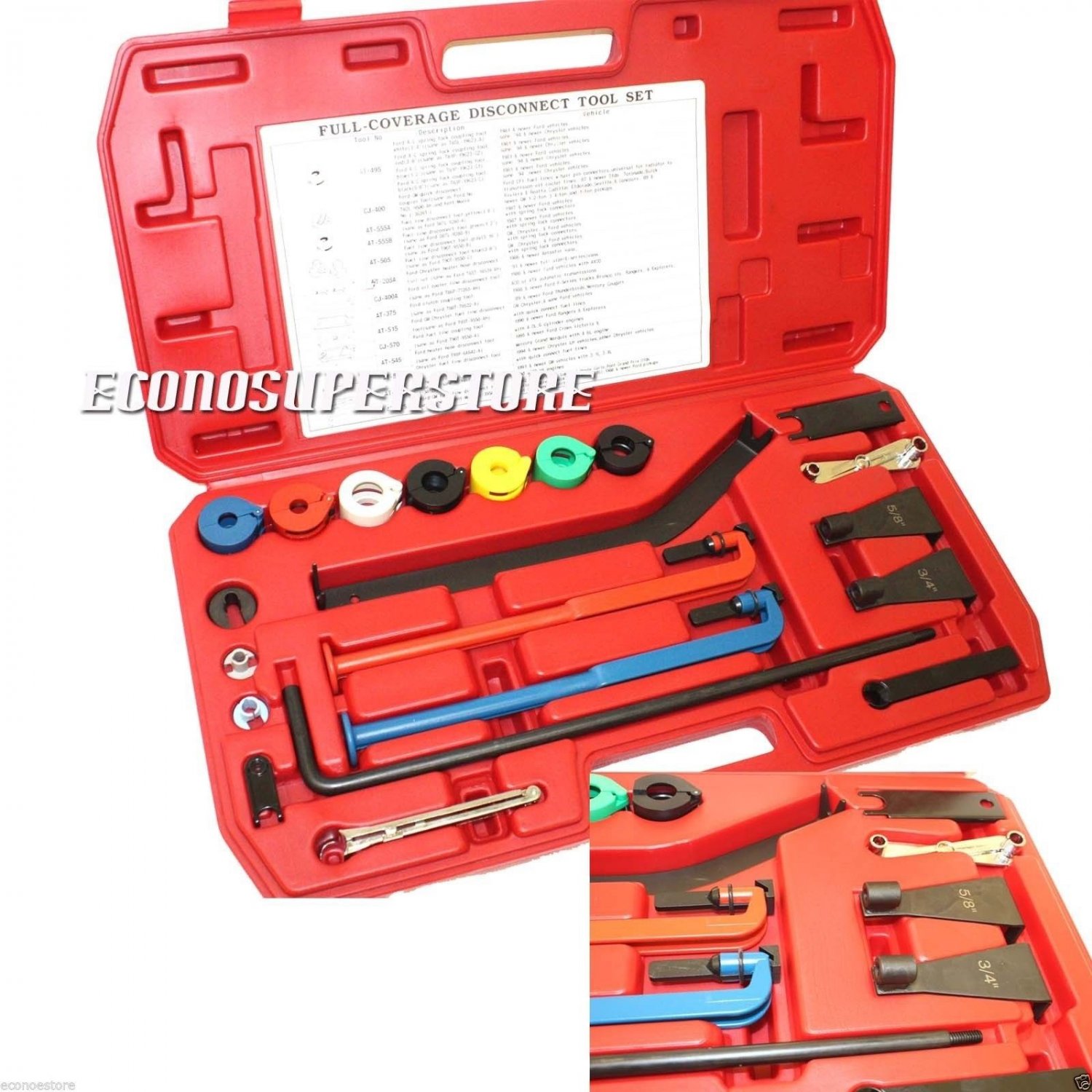 21PC Car Full Coverage Service A/C Oil Heater Fuel Hose Line Disconnect Tool Set