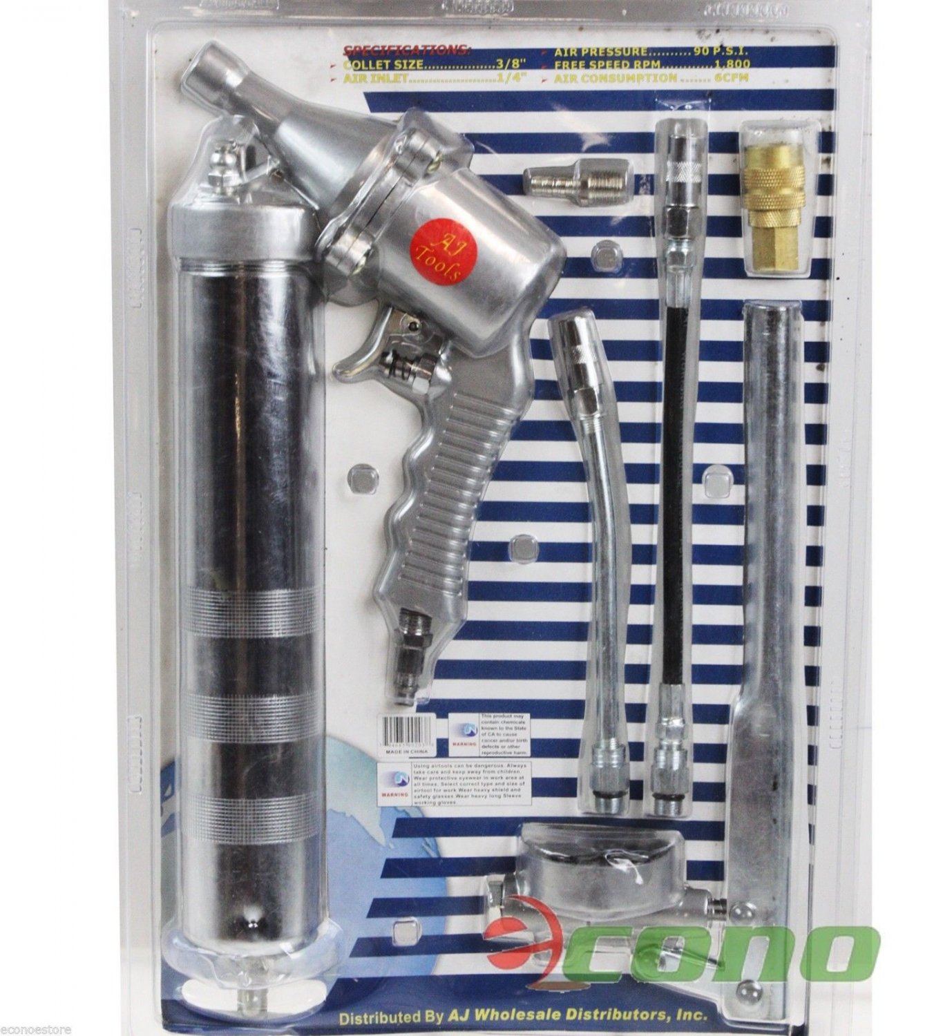 Air Powered Grease Gun Pneumatic Lube Gun with Spouts Kit