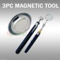 Professional 3pc Magnetic Tools Set Pickup Tray Mirror For Mechanics