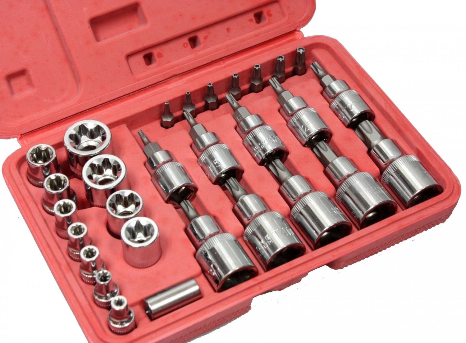 30PC Security Star Torx  Sockets Chrome Vanadium & Tamper Proof Bits Set Bit