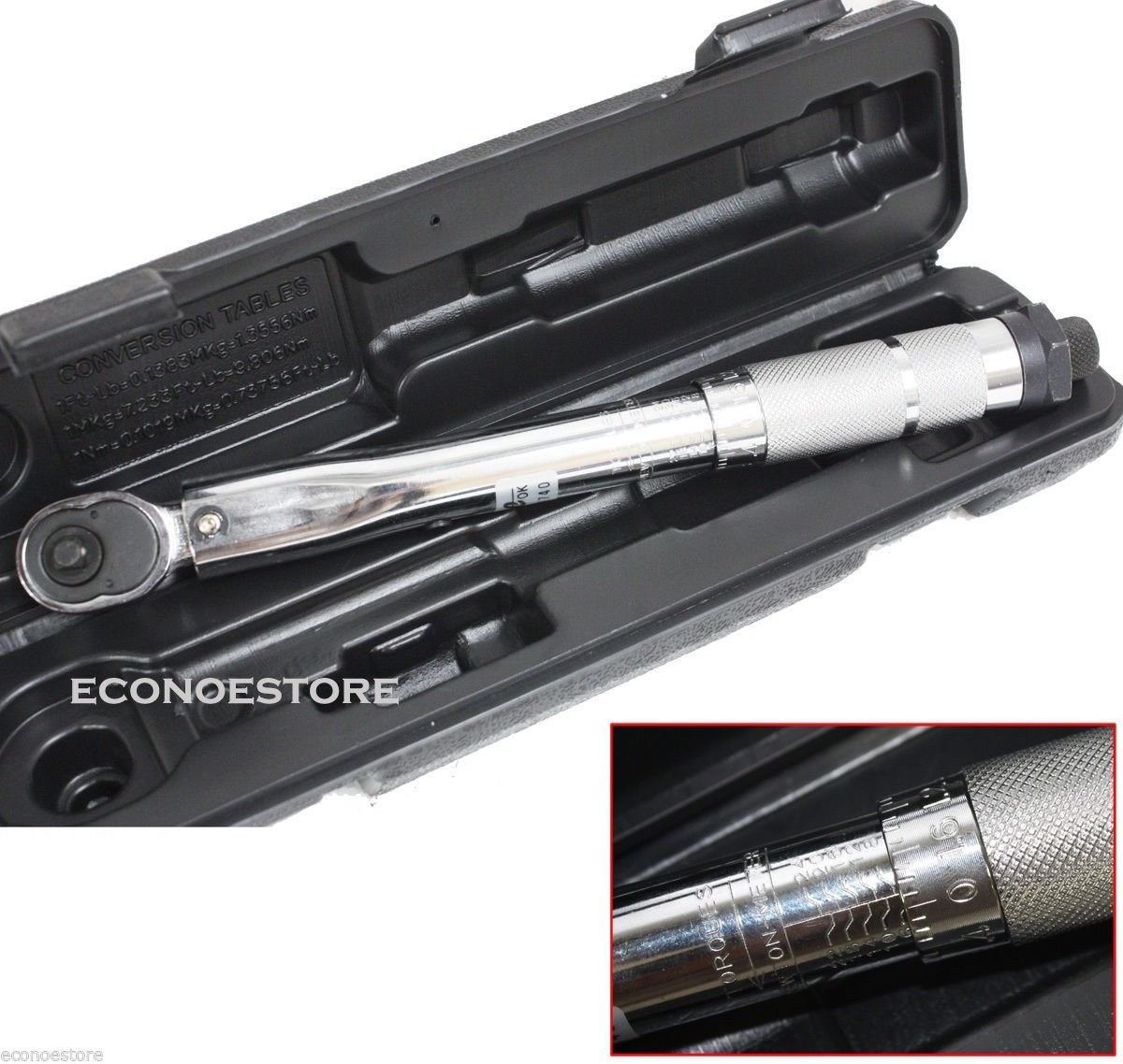 20-200IN/LB Auto Tools 1/4" Dr Adjustable Click Type Micrometer Torque Wrench HD