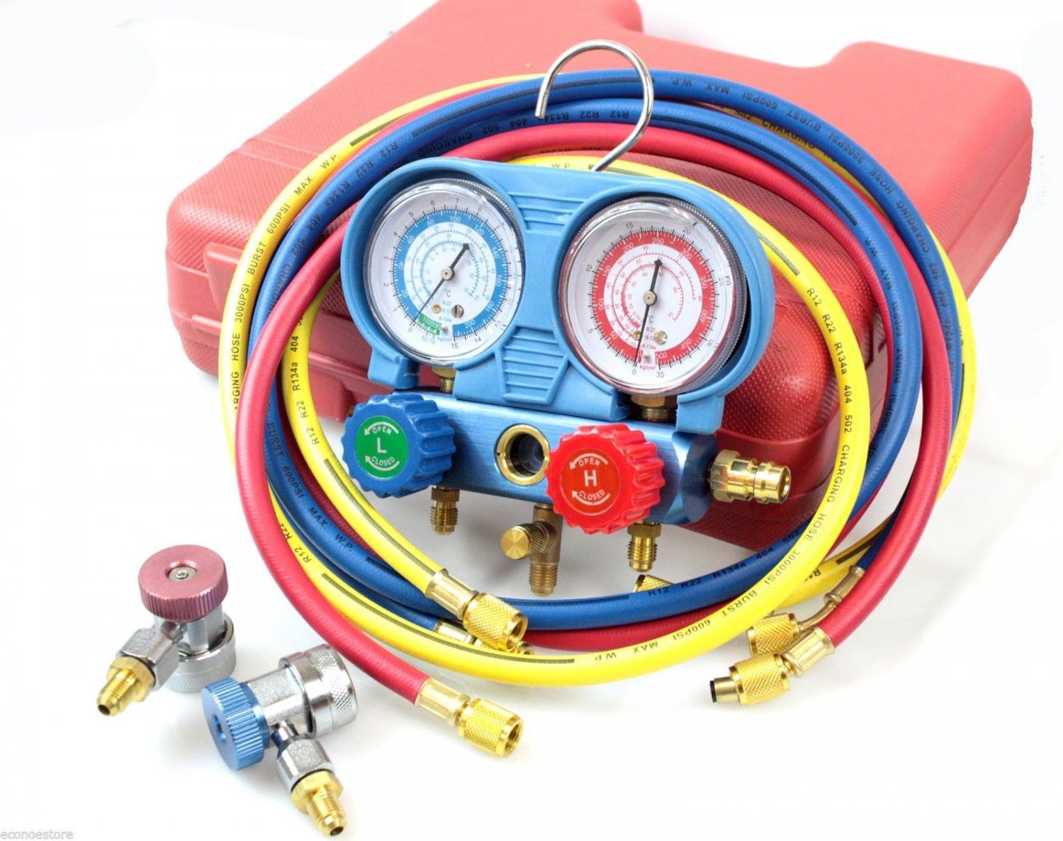 R134A A/C DIAGNOSTIC TESTING CHARGING MANIFOLD GAUGE HVAC METER KIT W/ HOSES AC