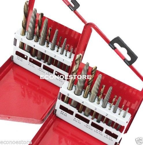 20 PC STEEL SCREW EXTRACTOR (LEFT &RIGHT HANDS COMBO) DRILL BITS W/CASE