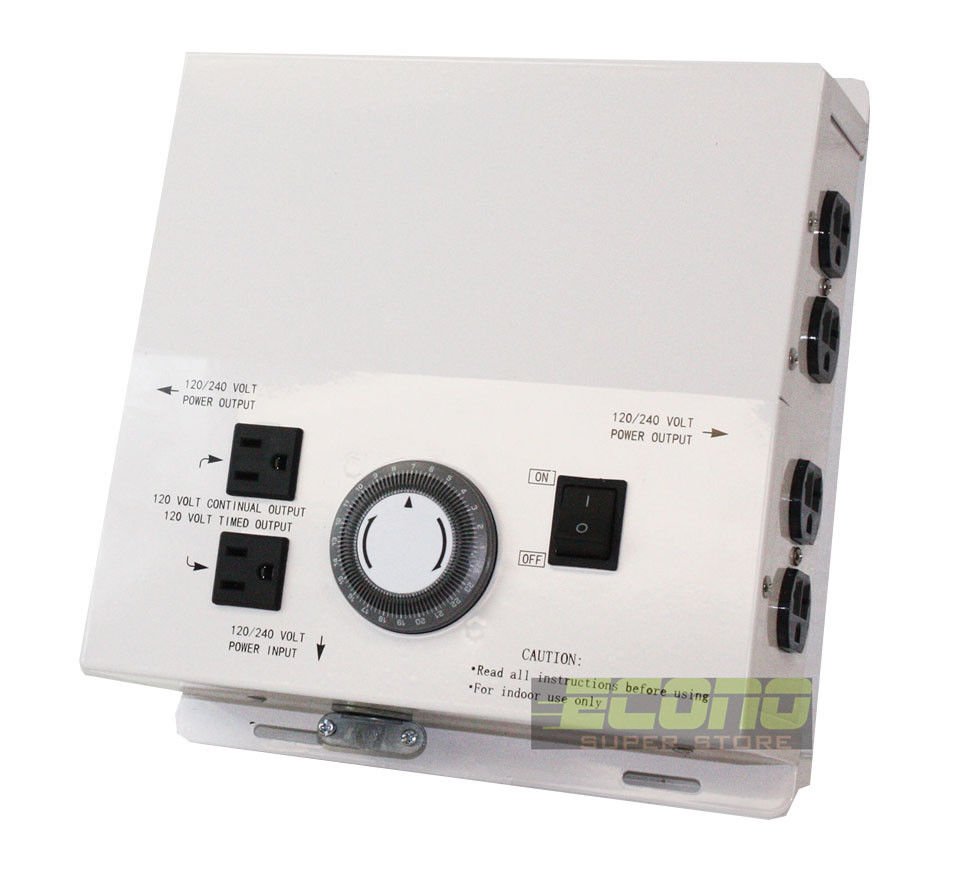 120v 240v Electric Box w/ 8 Outlet HID Light  24hour Timer Controller hydroponic