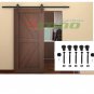 6Ft Sliding Door Closet Hardware Track Set 72" Rail Modern Style Black Barn Wood