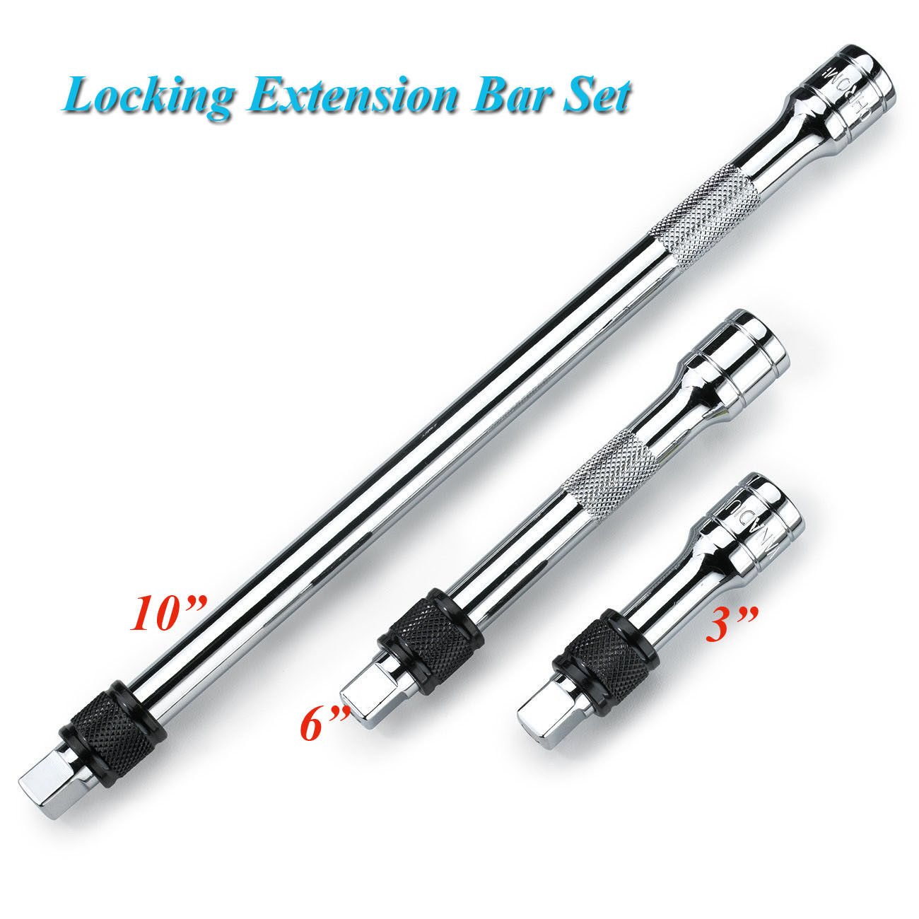 3/8" Drive Loc Extension Bars 10" 6" 3" Locking  for Removing Sockets  00295