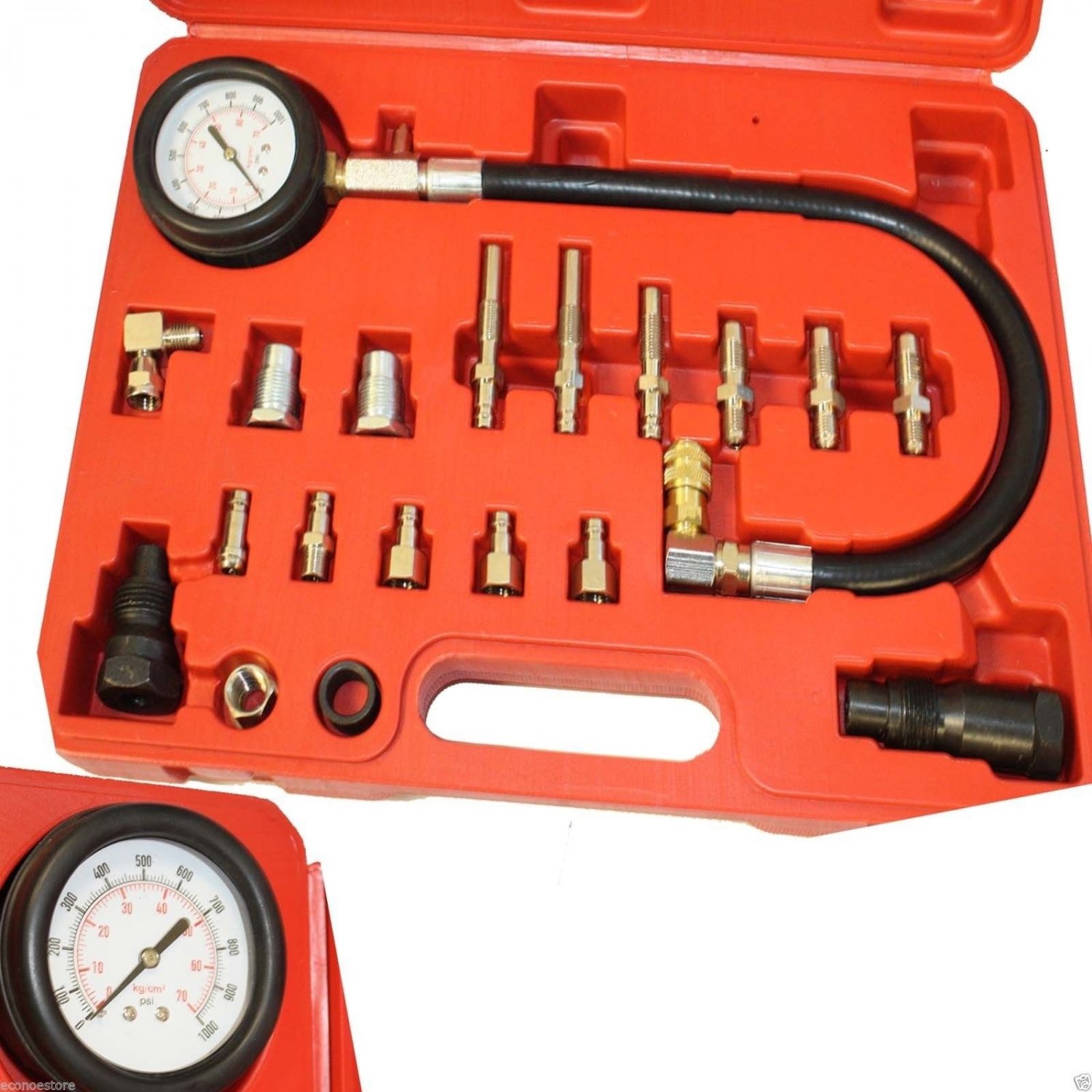 19PC Diesel Oil Cylinder Pressure Manometer Test Meter Gauge Kit Tester CP100027