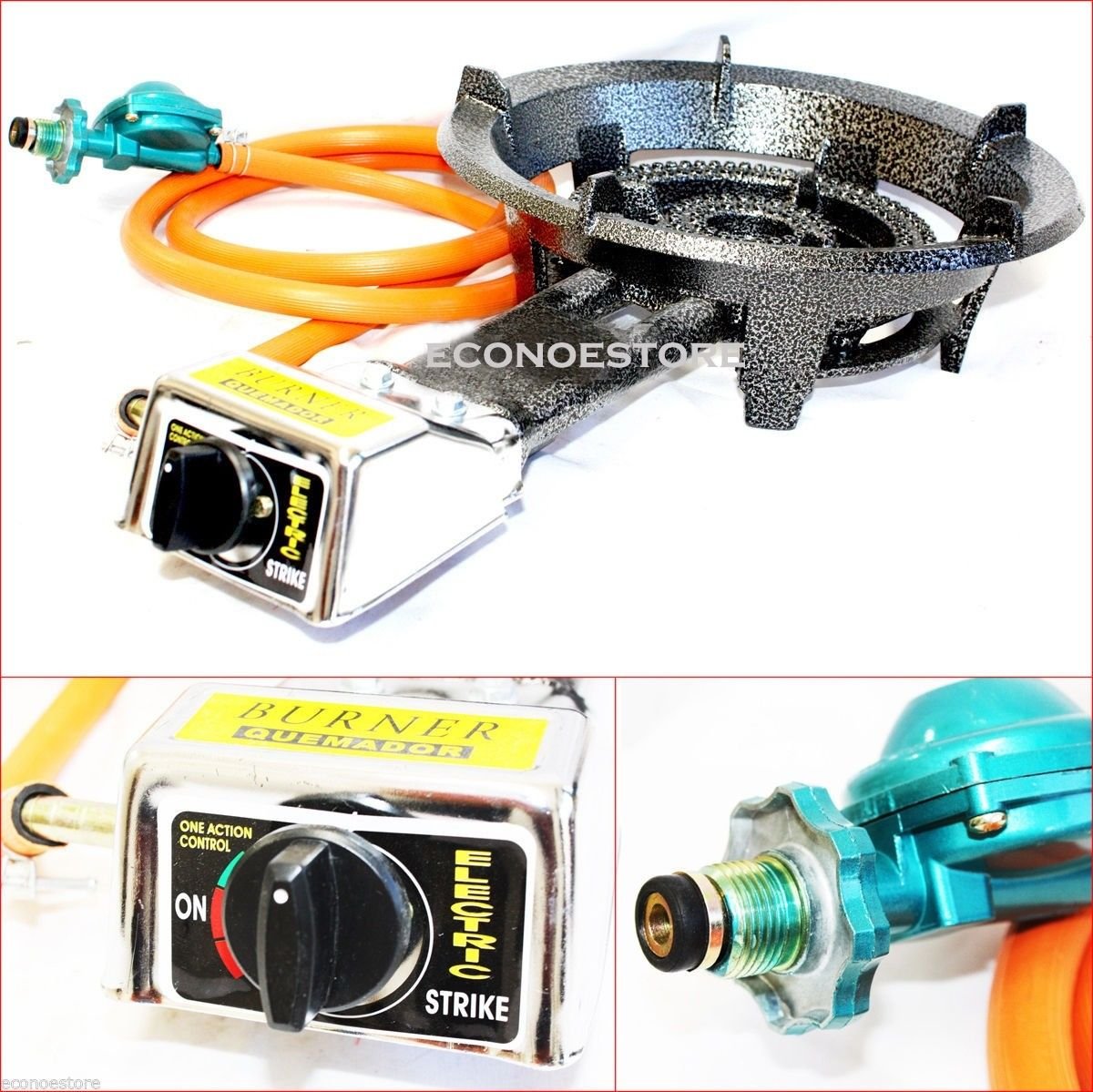 OUTDOOR CAMPING 30,000 BTU BBQ BURNER STOVE COOK GAS PROPANE W/ HOSE REGULATOR