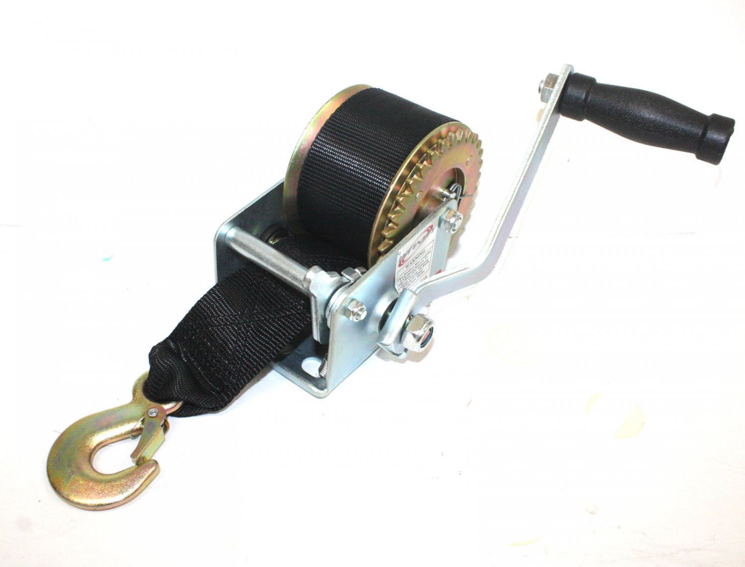 600lbs Hand Winch Hand Crank Strap Gear Winch ATV Boat Trailer 26ft Black Straps