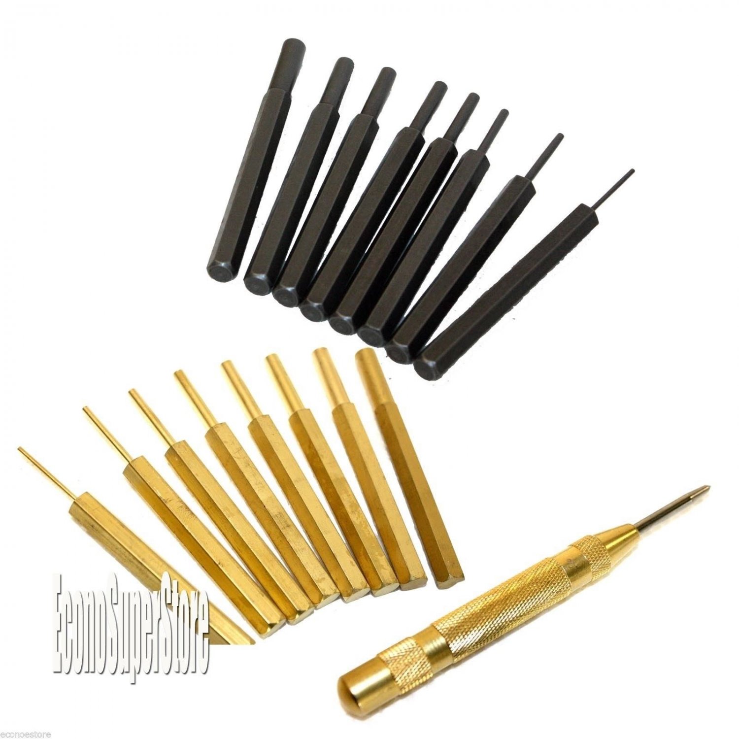 18 Pc Brass And Steel Punch Set Pin Center Punches Home & Business Hand Tool