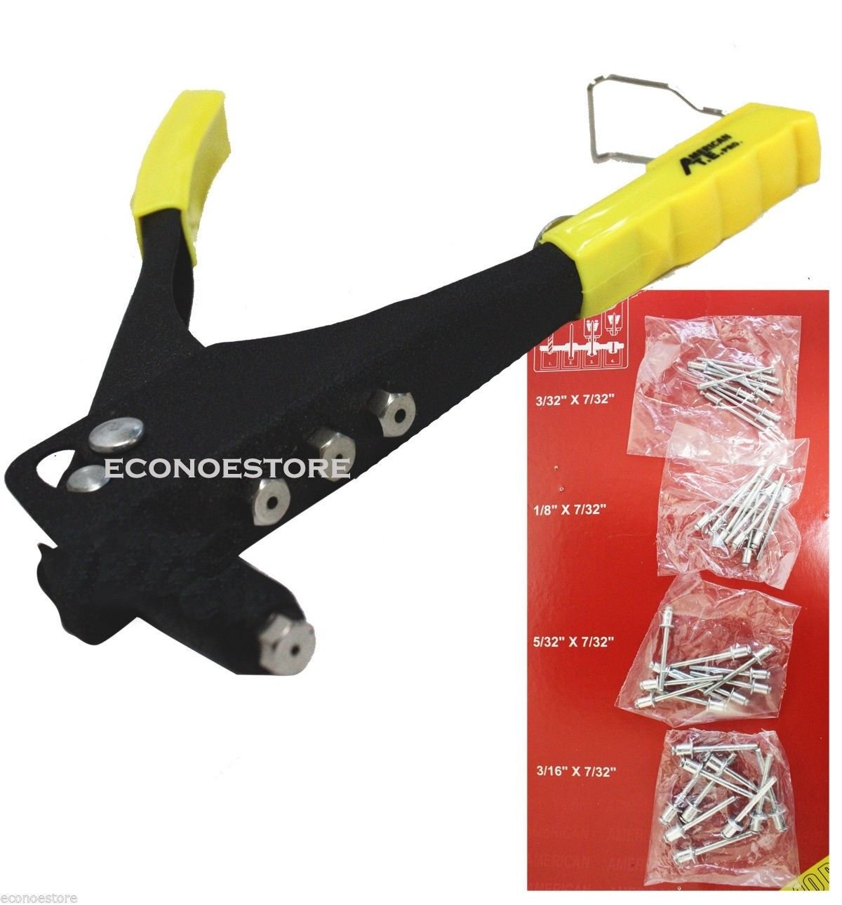 HEAVY DUTY 40PC POP RIVETER ONE WAY GUN HAND TOOL AUTOMATIC MANDREL EJECTION