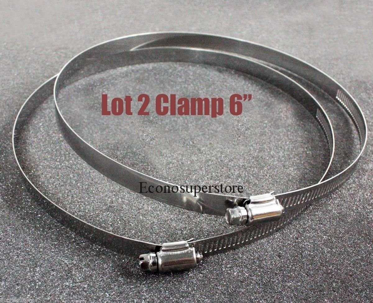 LOT TWO 6'' Stainless Steel Hose Pipe Adjustable Screw Bolt Clamps Ties Wrap New