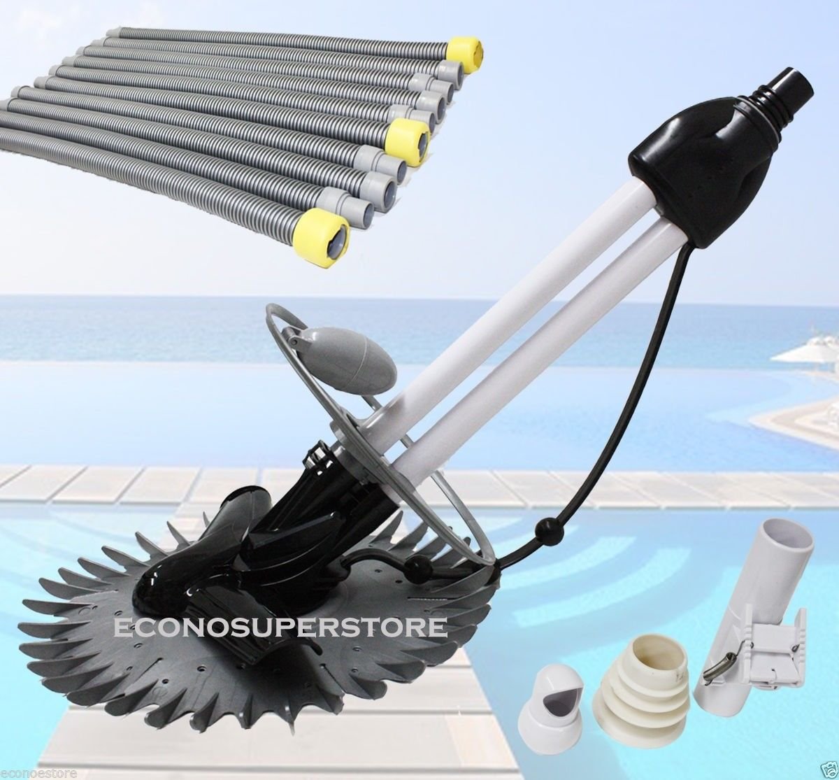 INGROUND AUTOMATIC SWIMMING POOL VACUUM CLEANER HOVER WALL CLIMB W/ 33FT Hoses